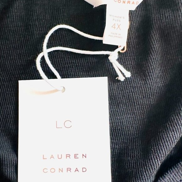 NWT LAUREN CONRAD Women Long Sleeve Pullover Round Neck Black Shirt Plus Size 4X - Picture 12 of 14